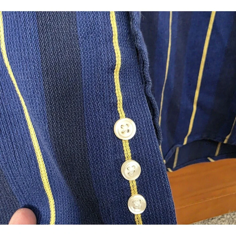 Tommy Hilfiger Striped Mens XL Button Down Shirt Blue Yellow Long Sleeve Classic - Picture 3 of 13